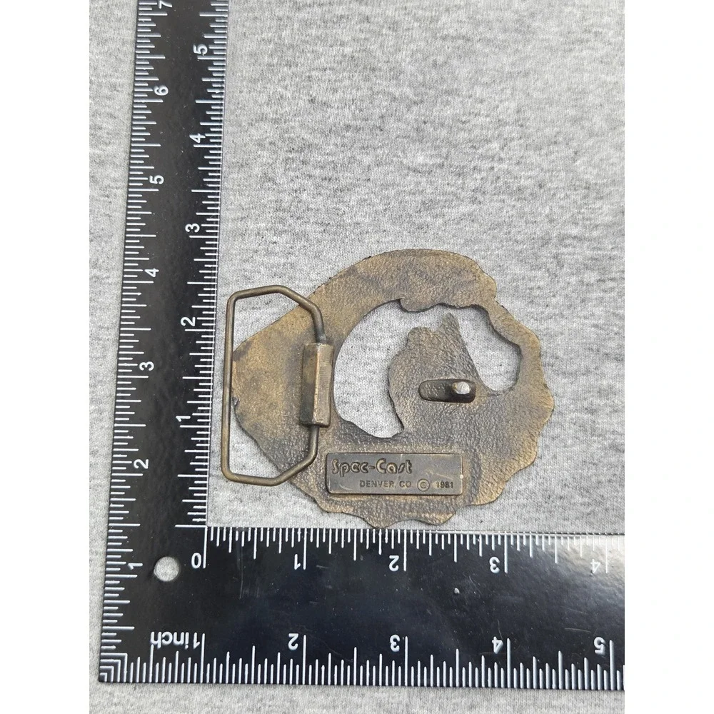1981 Ski Colorado Aspen Alpine Skier Solid Brass Spec-Cast Rare Belt Buckle